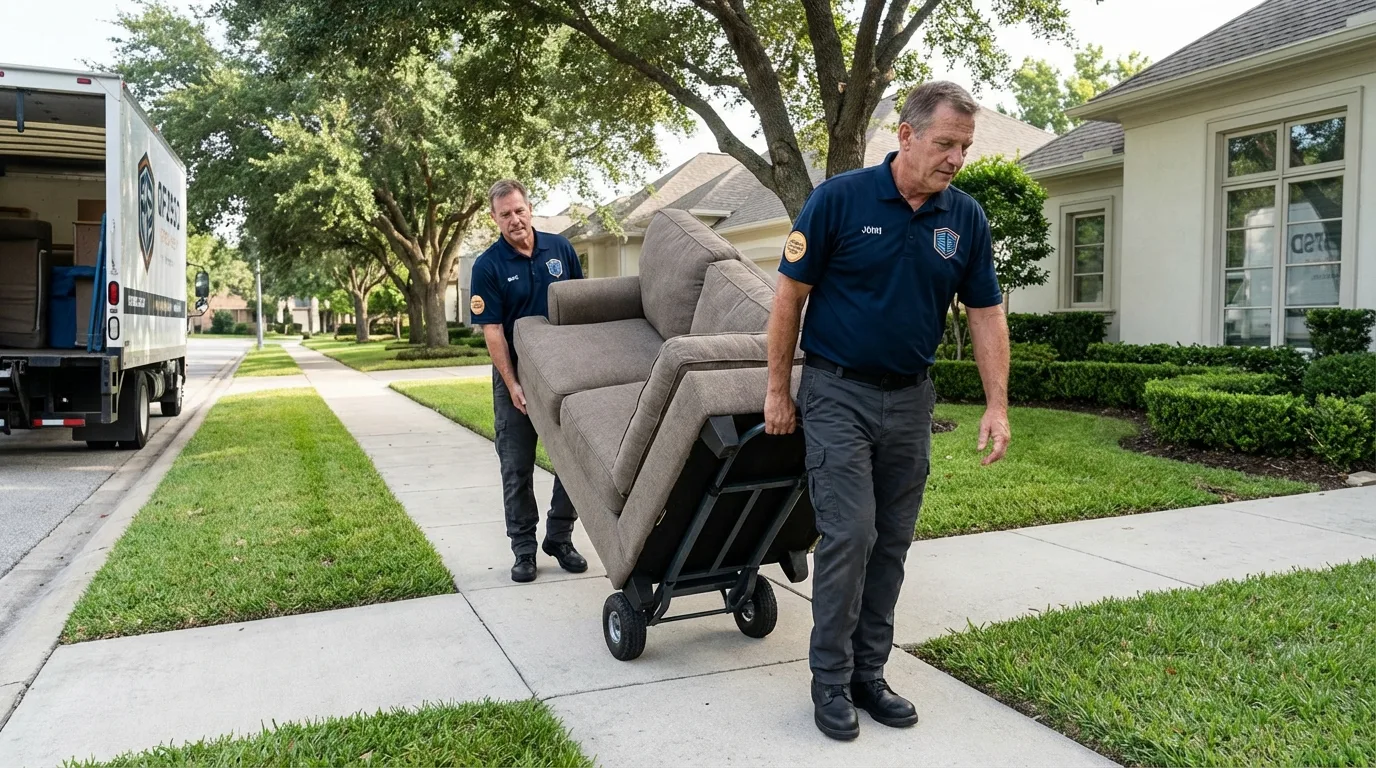 Local residential moving crew loading furniture in Santa Barbara, CA